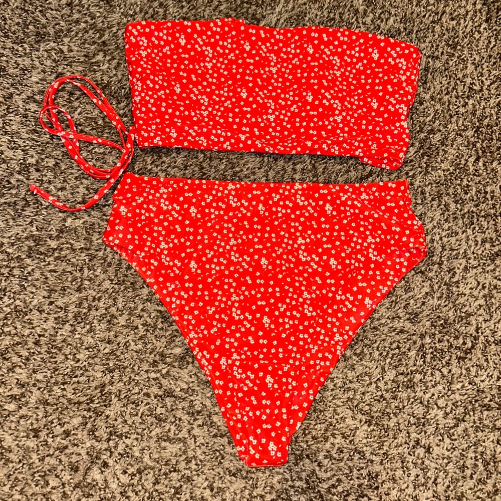 Red Floral Swimsuit